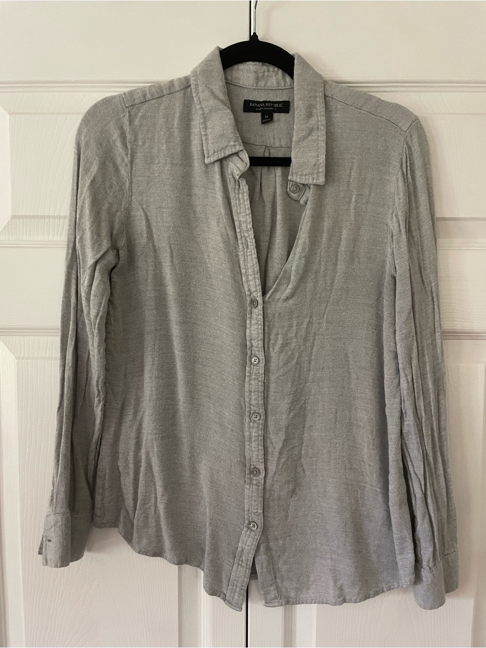 Banana Republic Soft Light Gray Button-Up Shirt